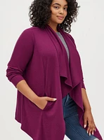 Brushed Ponte Drape Front Cardigan