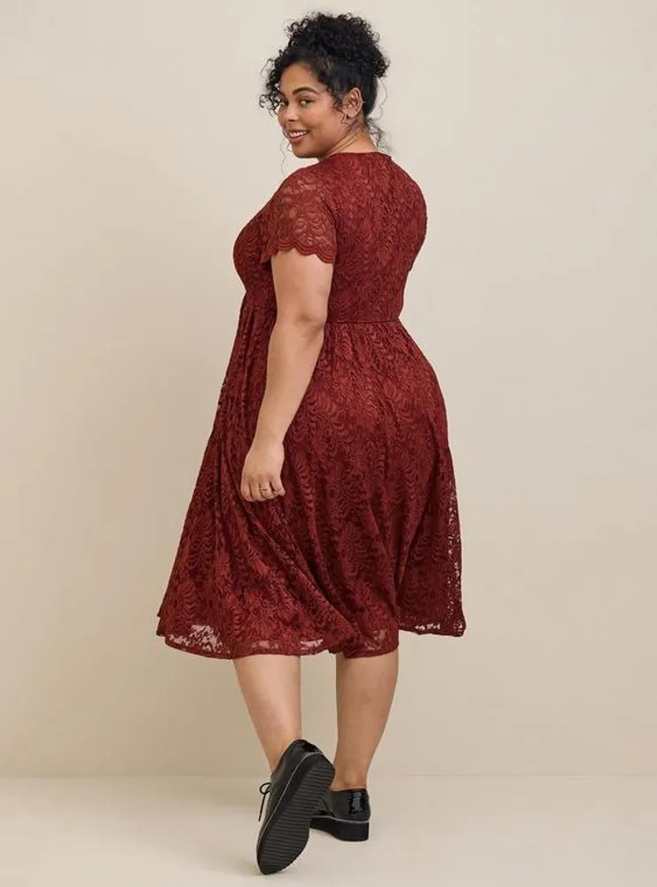 Midi Lace Fit And Flare Dress