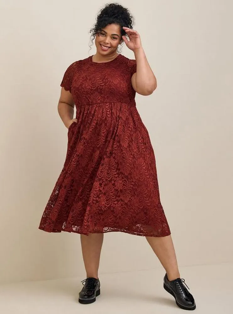 TORRID Midi Lace Fit And Flare Dress