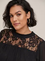 Lace With Chiffon Overlay Blouse
