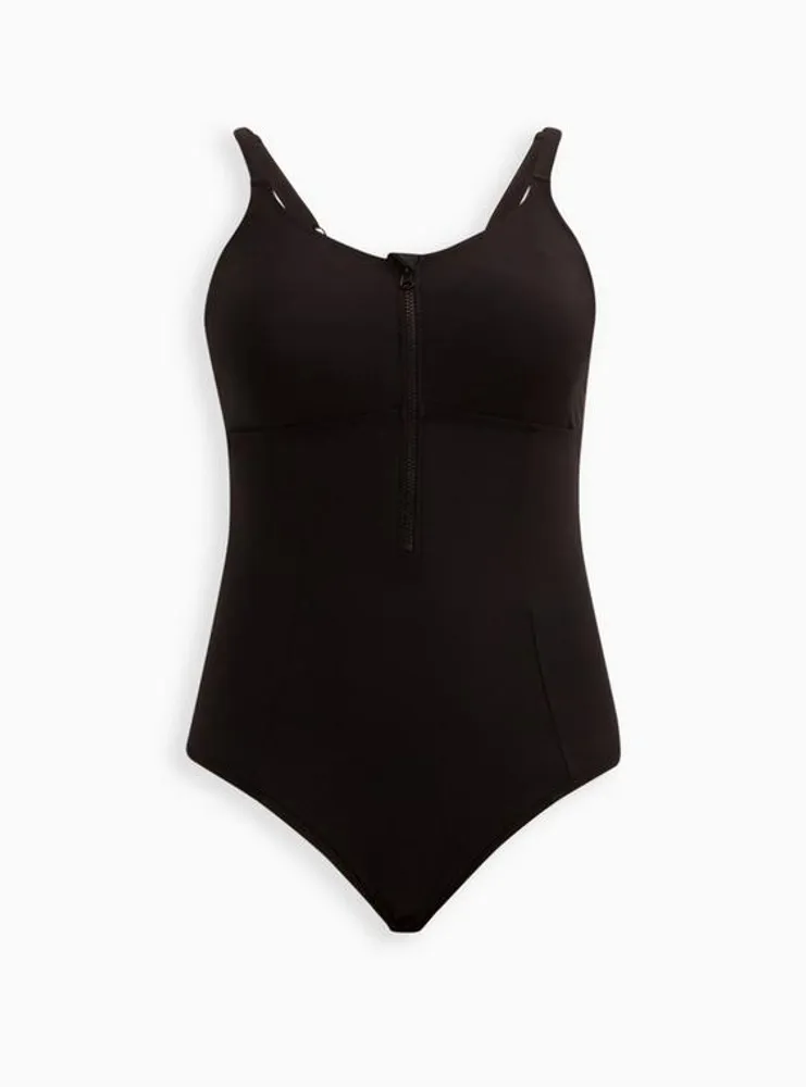 Corset Shape Swim One Piece - Black