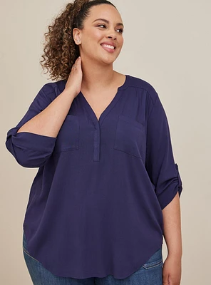 Harper Rayon Slub Pullover 3/4 Sleeve Blouse