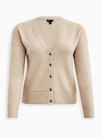 Vegan Cashmere Cardigan V-Neck Drop Shoulder Sweater