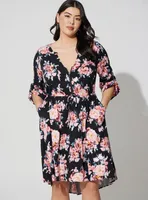 Mini Challis High-Low Shirt Dress