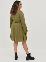 Textured Stretch Rayon Mini Skater Dress