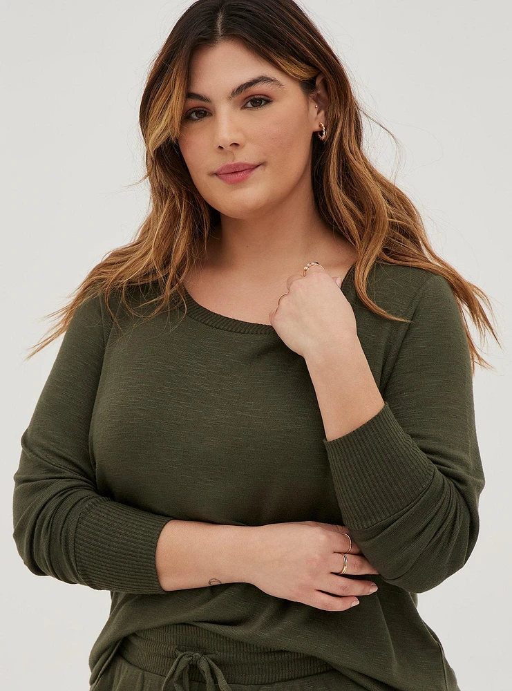 Light Weight Hacci Long Sleeve Lounge Tee