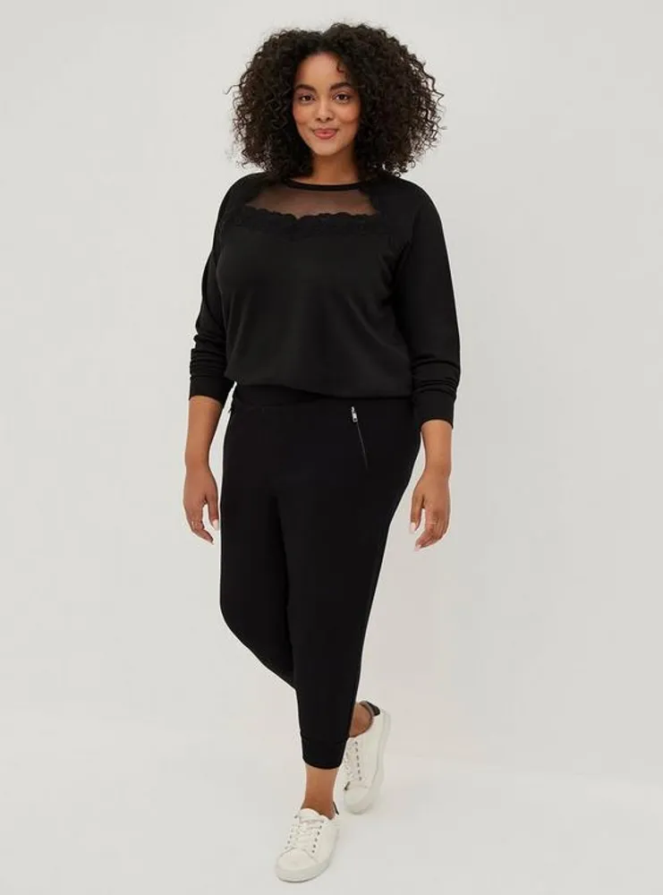 Plus Size - Black Mesh Inset Leggings - Torrid