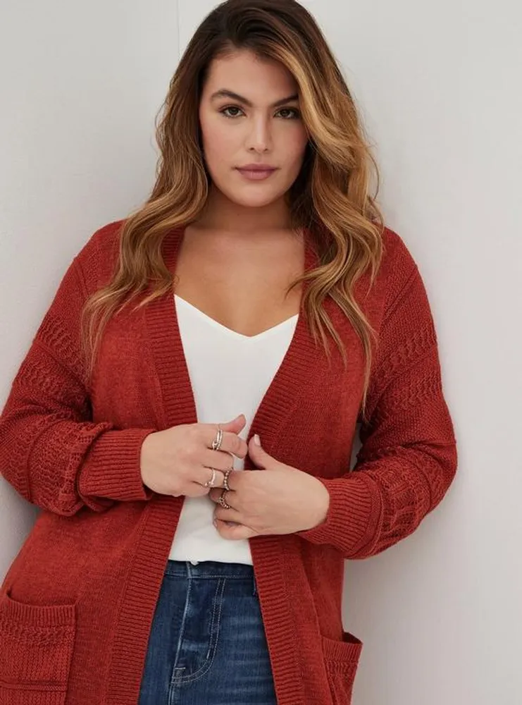 Duster Open Front Stitch Detail Sweater