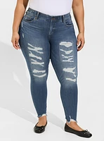 Bombshell Skinny Premium Stretch High-Rise Destructed Jean