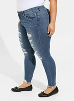 Bombshell Skinny Premium Stretch High-Rise Destructed Jean