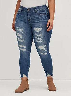 Bombshell Skinny Premium Stretch High-Rise Destructed Jean