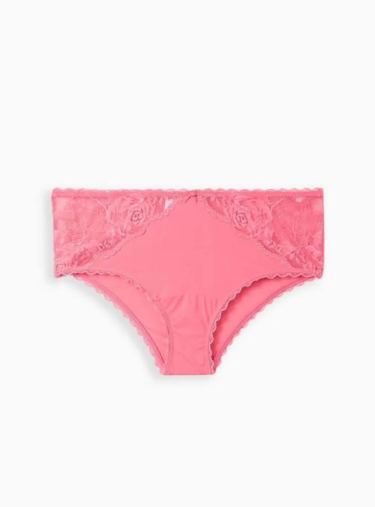 Microfiber And Lace Mid-Rise Hipster Panty