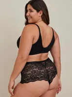 Lattice Back Cheeky Panty - Lace Black