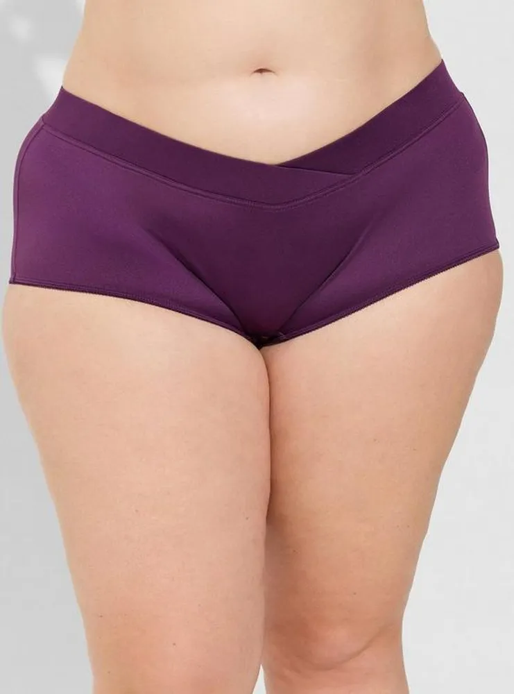 Microfiber Cross Front Mid-Rise Brief Panty