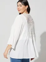 Gauze Crochet Inset Kimono