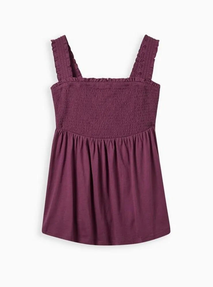 Babydoll Knit Smocked Bodice Tank