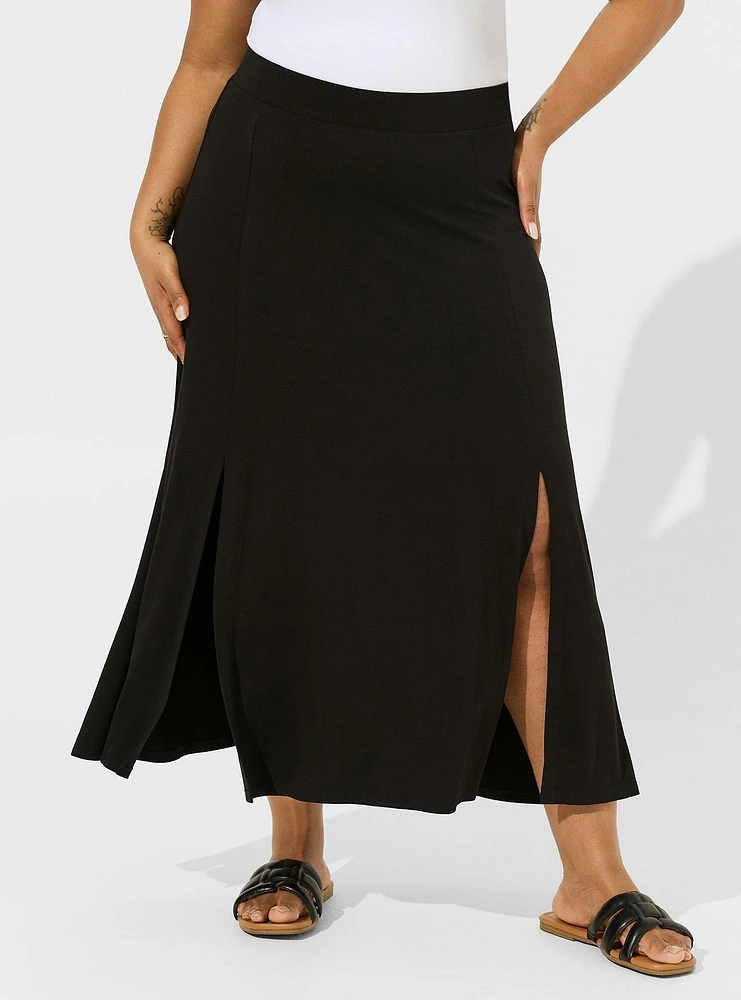 Maxi Jersey Side Slit Skirt