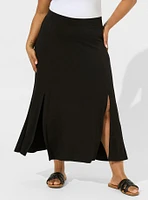 Maxi Jersey Side Slit Skirt