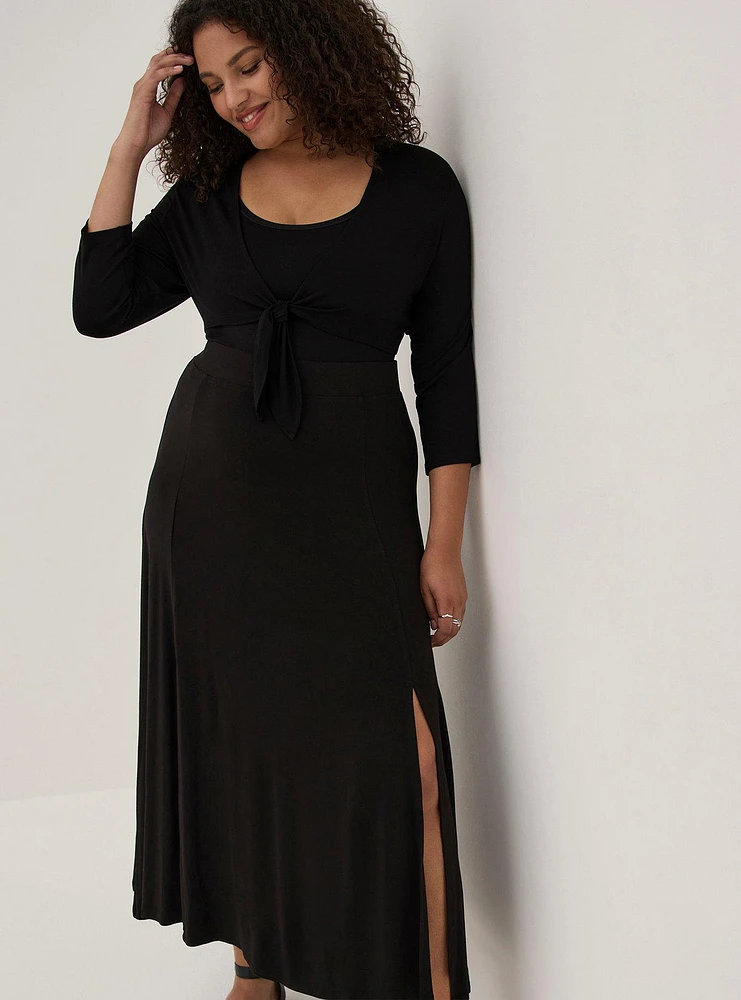 Maxi Jersey Side Slit Skirt