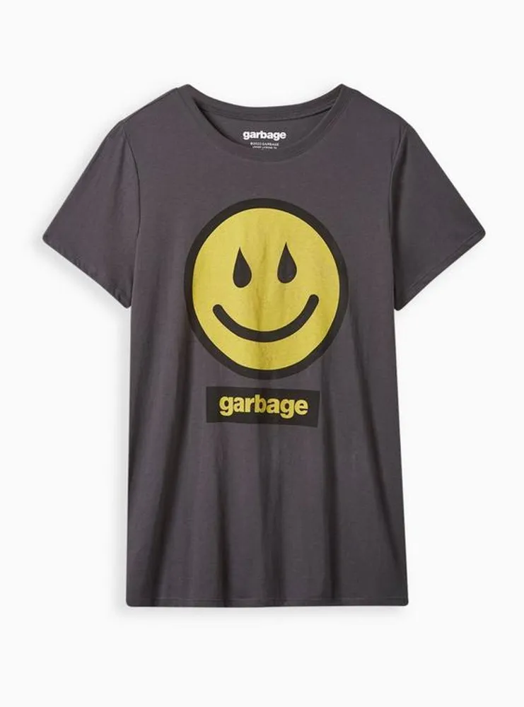 Garbage Classic Fit Crew Top - Cotton Happy When It Rains Grey