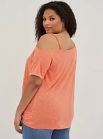 Graphic Classic Fit Feather Soft Slub Off-Shoulder Twist Tee