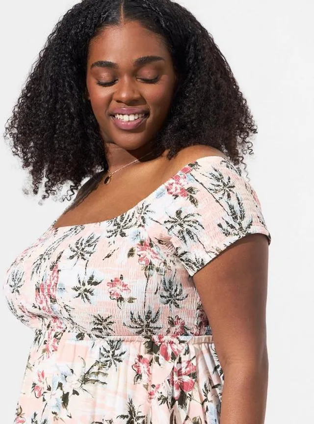 Plus Size - Maxi Challis Off Shoulder Tulip Hem Dress - Torrid