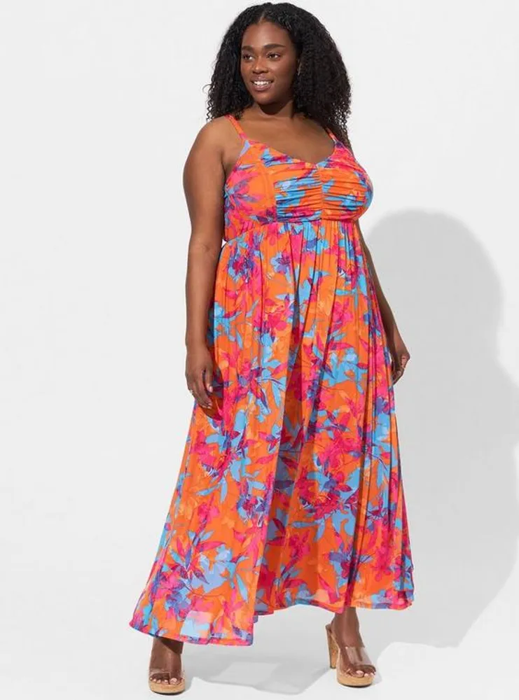 Plus Size - Maxi Textured Woven Double Slit Dress - Torrid