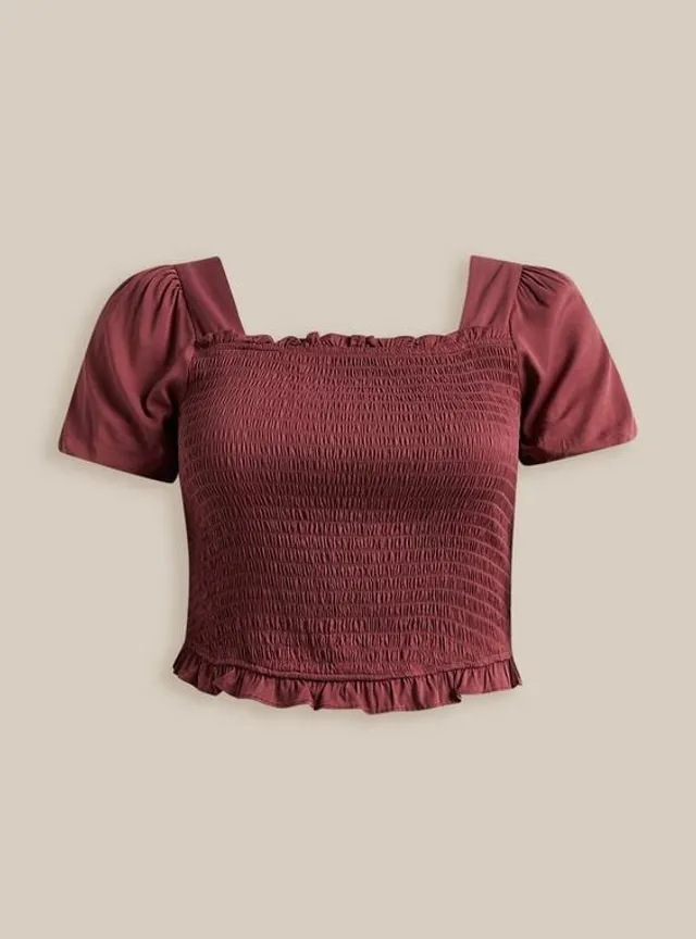 TORRID Lace Smocked Crop Top