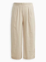 Crop Pull-On Wide Leg Stretch Linen Blend High-Rise Pant