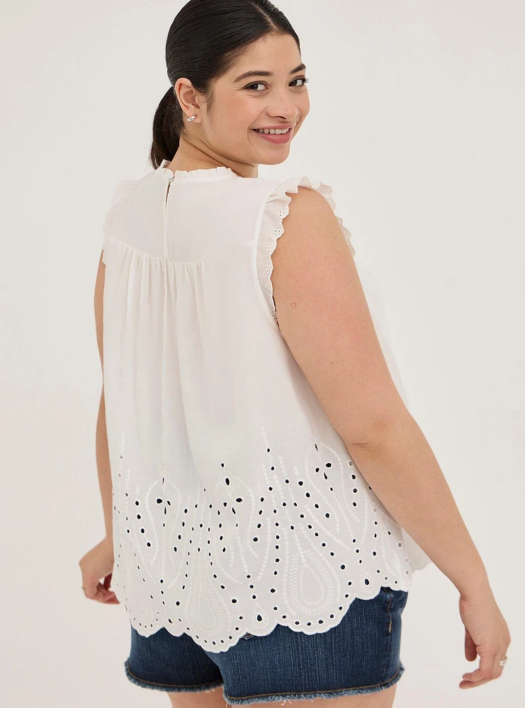 Eyelet Pintuck Detail Top