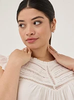 Eyelet Pintuck Detail Top