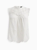 Eyelet Pintuck Detail Top