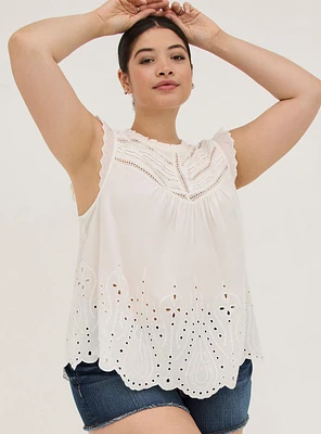 Eyelet Pintuck Detail Top
