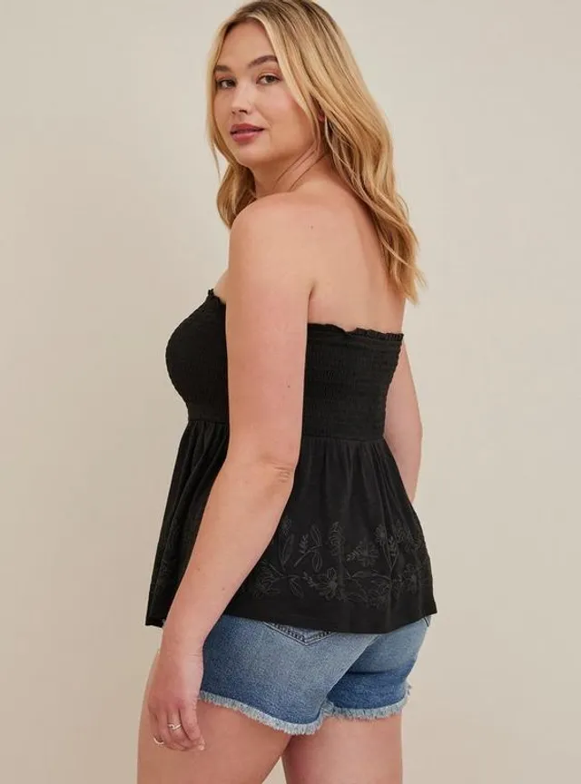 Plus Size - Mesh Strapless Twisted Babydoll Tunic Top - Torrid