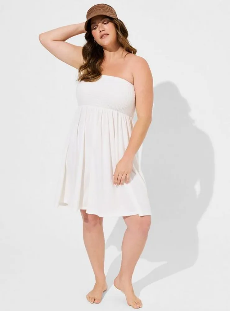 TORRID Mini Terry Cloth Smocked Strapless Beach Dress