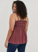 Smocked Babydoll Tank - Dusty Red