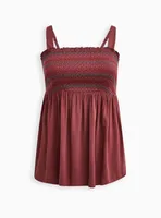 Smocked Babydoll Tank - Dusty Red