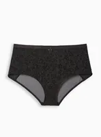 Mesh and Flocking Mid Rise Brief Panty