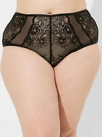 Lace Mid Rise Cheeky Panty With Open Bum