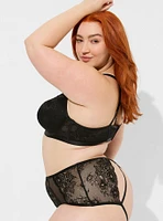 Lace Mid Rise Cheeky Panty With Open Bum