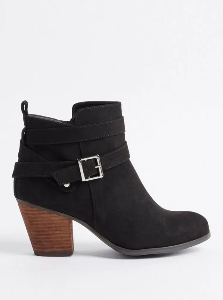 Stacked Ankle Bootie - Black (WW)