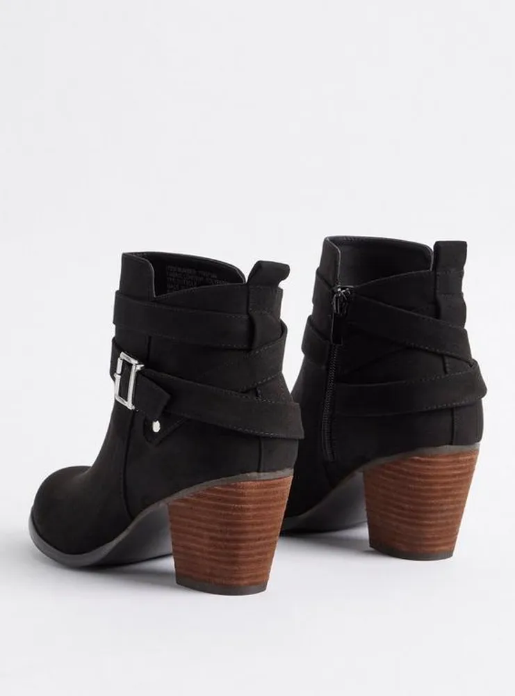 Stacked Ankle Bootie - Black (WW)