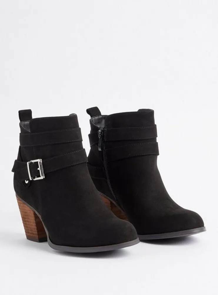 Stacked Ankle Bootie - Black (WW)