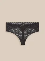 Simply Lace Mid Rise Thong With V-Waist