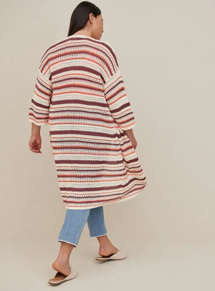 Kimono Cardigan - Cotton Multi Stripes