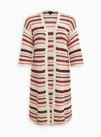 Kimono Cardigan - Cotton Multi Stripes