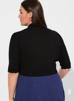 Shrug 3/4 Sleeve Scallop Fitted Sweater