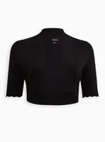 Shrug 3/4 Sleeve Scallop Fitted Sweater