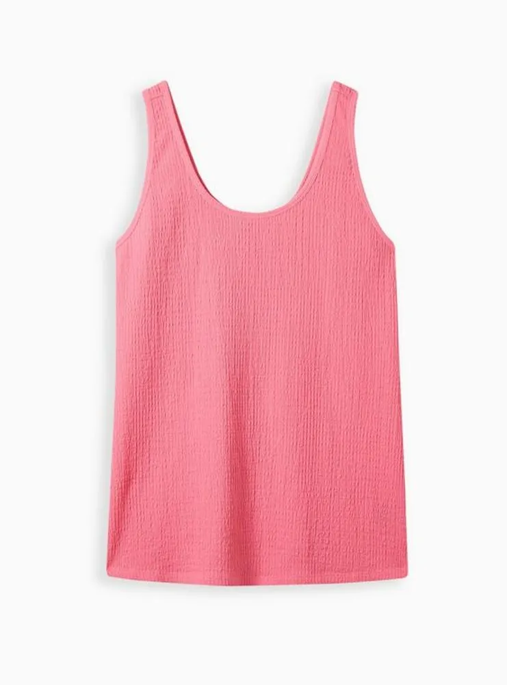 Knit Smocked Double Scoop Neck Tank