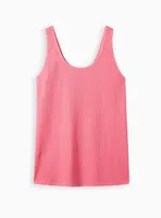 Knit Smocked Double Scoop Neck Tank
